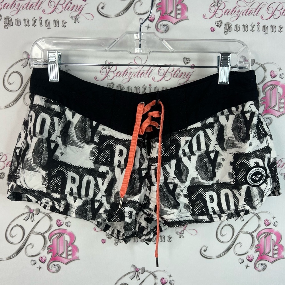 Roxy shorts swim y2k vintage booty Monochrome Graphic Shorts tie Orange Accent